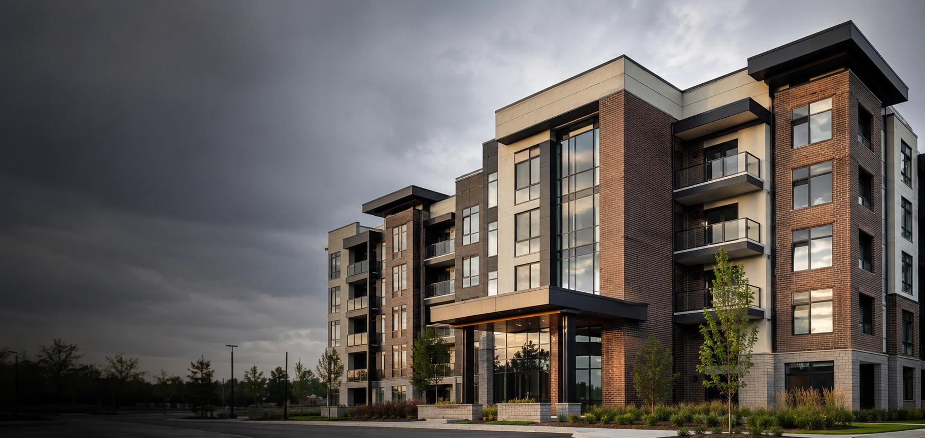 Representative masonry and EIFS commercial exterior